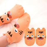 Orange tiger baby socks with ears