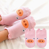 Pink pig baby socks with ears