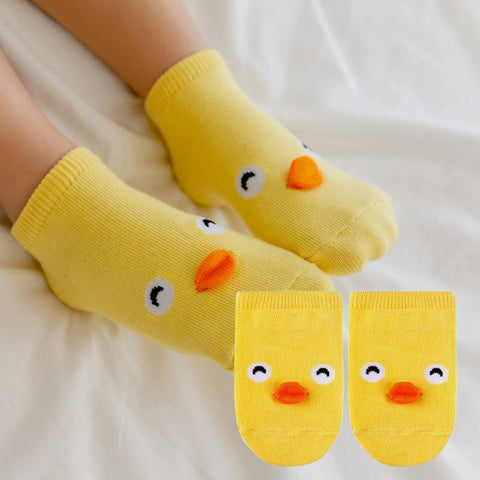 Yellow chick baby socks with beaks
