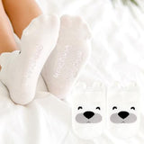 White polar bear baby socks with ears