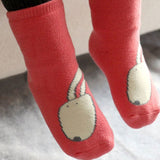 Red fall colour baby socks with hound