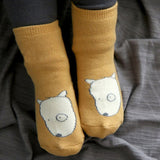 Gold fall colour baby socks with dog